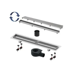 Комплект TECE Linus 15103089, 80 см, для монтажа дренажного канала 2 в 1 с основой для плитки tile и steel с мембраной, хром матовый