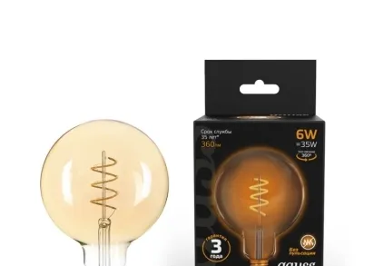 Лампа светодиодная филаментная Gauss E27 6W 2400K золотая 158802008