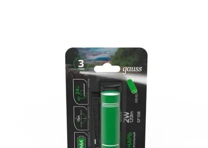 Ручной светодиодный фонарь Gauss от батареек 90х25 120 лм GF108