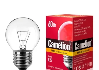 Лампа накаливания Camelion E27 60W 60/D/CL/E27 8973