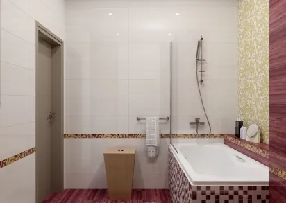 Плитка Бордюр Ампир бордовый 5х50