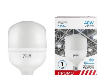 Лампа светодиодная Gauss E40 40W 6500K матовая 60434