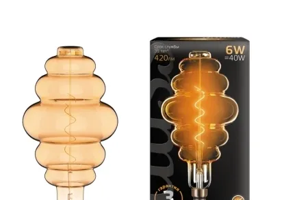 Лампа светодиодная филаментная Gauss E27 6W 2400K золотая 158802006