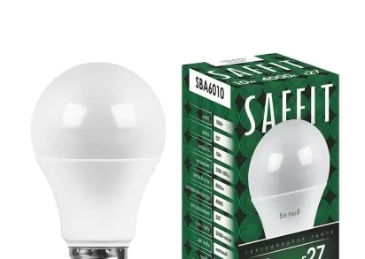 Лампа светодиодная Saffit E27 10W 4000K Шар Матовая SBA6010 55005